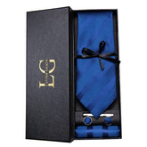 Conjunto de Gravata e Lenço de Seda Azul Royal